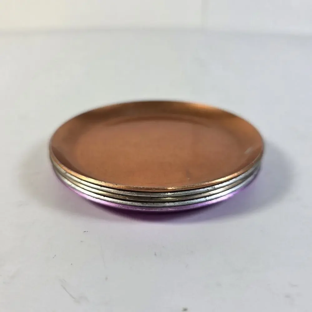 Vintage Heller Hostess Ware Colorama Aluminum Coasters Set 5 MCM Italy USED